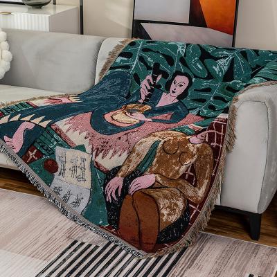 China Fashionable And Durable High Quality Promotion Sofa Cover Convenient Storage Cotton And Canvas Abstract Blankets for sale