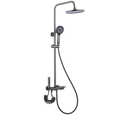 China Without Slide Bar Thermostatic Shower Set Bathroom Hot Cold Mixer Bath System Bathtub Wall Mount Waterfall Tap Modern Round Head Rain Fall Faucets for sale