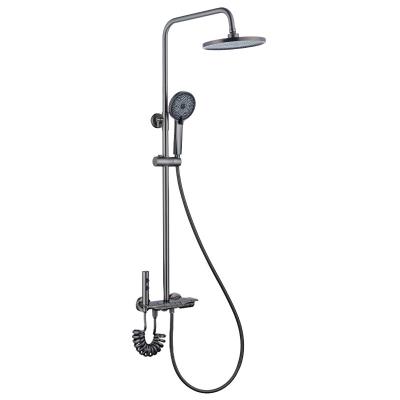 China With Slide Bar Bathroom Accessories Luxury Set Shower With Brass Head Gray Thermostatic Control piano key hot cold shower set for sale