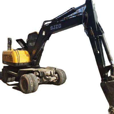 China best price 7ton used china brand SANJIANG wheel excavator earthmoving machinery for sale 0.75m² ³ for sale