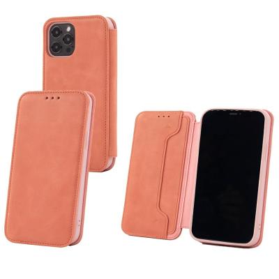 China Good Quality Shockproof Strong Magnetic Wallet Phone Leather Cowhide Flip Genuine Leather Case Cover For IPHONE HUAWEI XIAOMI SAMSUNG for sale