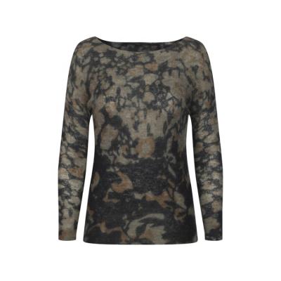 China Slim Luxury Women Anti Wrinkle Sweater Round Neck Print Sweater for sale