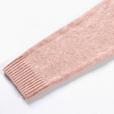 China Camel Pink Blend Casual Yarn Women's Girl Knitted Anti-Wrinkle O Neck Pullover Sweater Women for sale