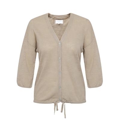 China Anti-wrinkle Shell Button Cotton Canvas Summer Knitted Cardigans Short Sleeve Cardigan Crop for sale