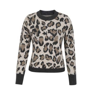 China Anti-wrinkle winter sweaters thick jacquard sweater printing animal leopard print sweater for sale