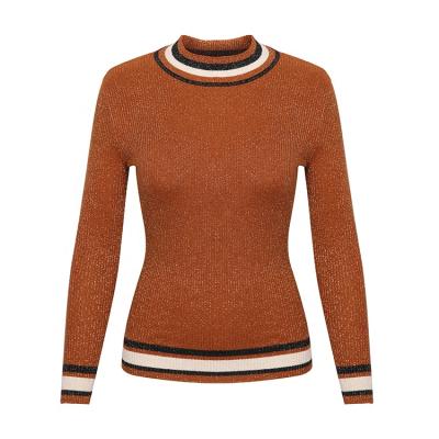 China Anti-Wrinkle Fancy Sequin Sweater Crisscross Womens Knitted Cotton Sweater Woman for sale