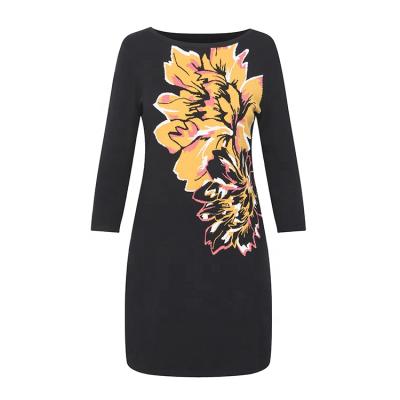 China Multicolor Anti-wrinkle Long Flower Dresses Custom Printed Intasia Pullover Sweater Dress for sale