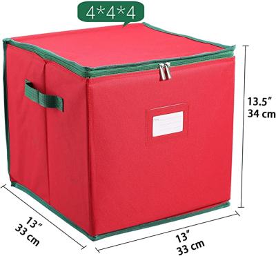 China Oxford Cloth& Fabric Christmas Ornament Storage Box with Adjustable Dividers, Holds 64 Ornaments Christmas Baubles and Accessories, Ornament Storage for sale