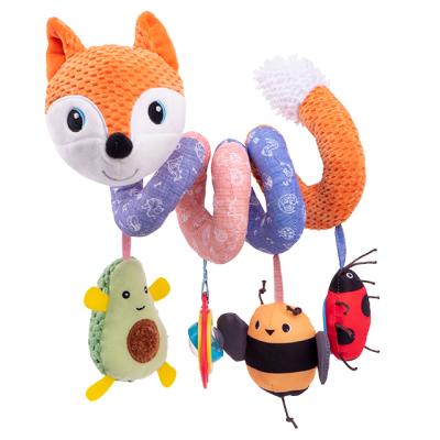 China 2022 Modern Soft Stuffed Plush Baby Toy Cartoon Cow Rattle Animal Toy Stuff Hanging Spiral House Toy Stroller Fitness Crib for sale