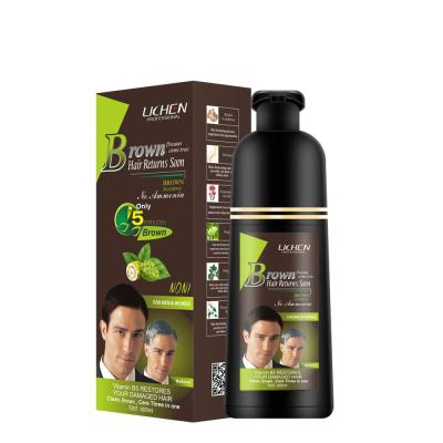 China Permanent Hair Color Dye 5 Minutes Quickly Dye Herbal Hair Shampoo Hair Color Dark Brown Dark Brown Shampoo For Gray Hair for sale