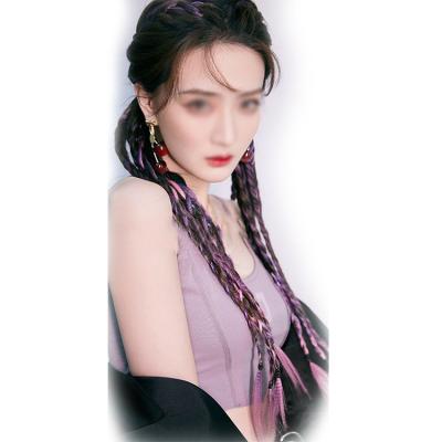 China Popular Multicolor I-tip Hair Selection 20 Inch Braids Hanging Ear Dye Hair Extensions Synthetic Hair Wigs for sale