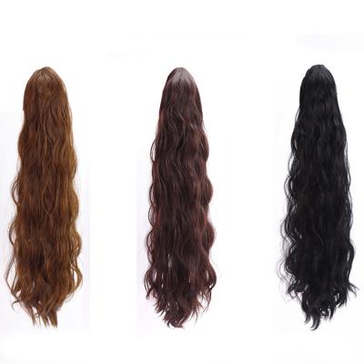 China Popular Synthetic Water Wave Hair Ponytail Hair Extensions Water Wave Grab Clip Tied Rope Ponytail Wig for sale