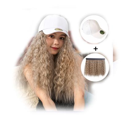 China Afro Wave Selling 20inch Long Wave 20inch Synthetic Hair Extensions Cap Wig Invisible Convenient Afro Cap Wig for sale