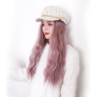 China Wholesale Detachable Water Wave Youth Temperament Hair Extension Design 50cm Wavy Hair Wig Cap for sale