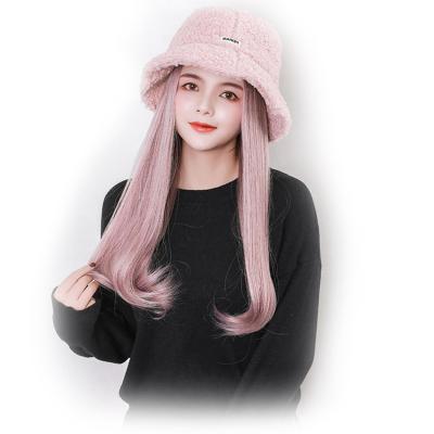 China Beautiful Detachable Nice Wave Lambswool Cap Detachable Synthetic Wigs Silky Straight Curly Detachable Design Wig Hair for sale