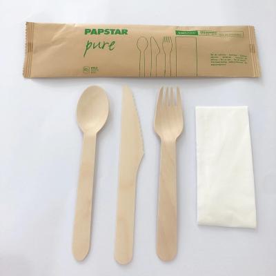 China Cheap Wholesale Bamboo Style Wood Forks Spoons Knives Cutlery Set Luxury Compostable Disposable Utensils for sale