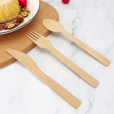 China Disposable Wooden Disposable Forks Spoons Biodegradable Eco Bamboo Set for sale