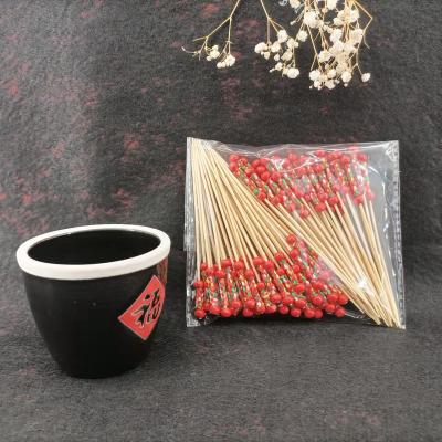 China Bamboo Bamboo Paddle Spikes Food Grade Pearl Handmade Bamboo Cocktail Picks Fruit Sticks (Pack of 100) for sale