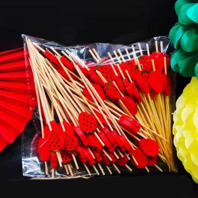 China 120mm Bamboo Sandwich Stick Party Cupcake Cocktail Decoration Flexible Bamboo Skewer Pick Food Pick for sale