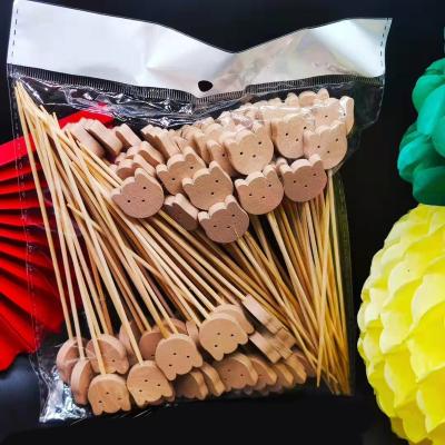 China Disposable Bamboo Sticks Bamboo Fruit Forks Toothpicks Cocktail Squeezes Decorative Sticks for sale