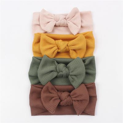 China And American Custom Order Newborn Waffle Hair Bows Knotted European Style Bowknot Baby Headbands for sale