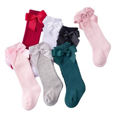 China Spring and Autumn Kids Antibacterial Socks with Long Bow Style Spanish Baby Tube Cotton Socks for sale