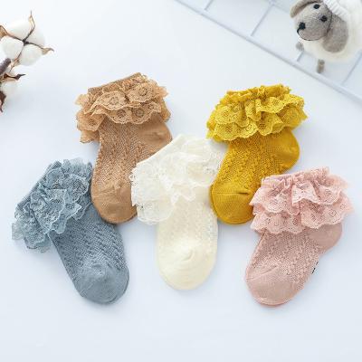 China Hot Sale Antibacterial Baby Socks Double Layer Lace Kids Princess Socks Children Cotton Dance Socks for sale