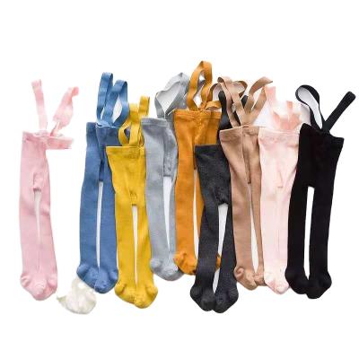 China 2021 Solid PP Cotton PP Hotsale Ins Baby Gaiters Pants High Waist Suspender Baby Boy Breathable Tights for sale