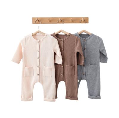 China For Babies and Boys Autumn New Baby Romper Long 2021 Sleeved Waffle Cotton Newborn Girls and Boys One Piece Romper for sale