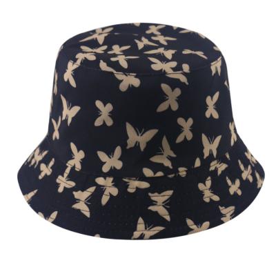 China Wholesale Women's and Men's Double Side Use Butterfly Print Fisherman Hat Casual Double Bucket Hat Soft Customization Soft Side Hat for sale