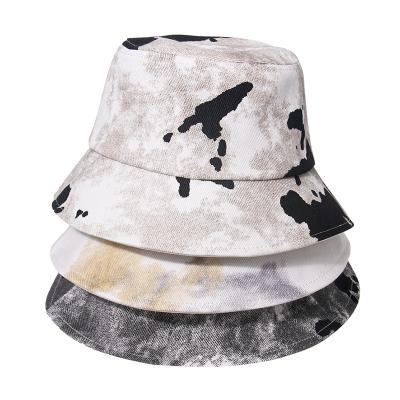 China Stylish Designer Paint Sun Hats Summer Spring Travel Bucket Hats Men Women Tie Dye Fashion Ink Wash Paint Print Sun Hats For Ladies for sale