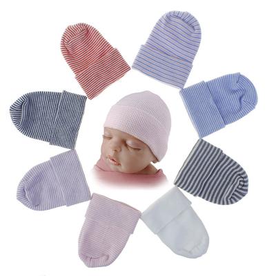 China COMMON New Design Newborn Baby Beanie Hat Double Layer Warm Striped Infant Girl Boy Hospital Hat For 0-3 Months Baby Winter Knitted Hat for sale