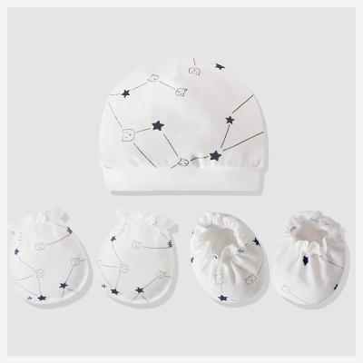 China Custom Image Logo Baby Hat Mittens Booties Set Soft Newborn Hospital Hat Cotton Infant Girls Boys Hood Hat for sale