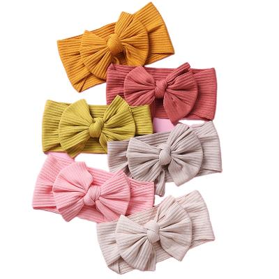 China For Daily Simple Hair Bows Baby Color Use Headbands Elastic Newborn Toddler Knitted Hair Accessories for sale