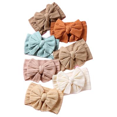 China For Daily Use Baby Headbands Soft Nylon Jacquard Double Layer Newborn Hair Bows Wide Turban for sale