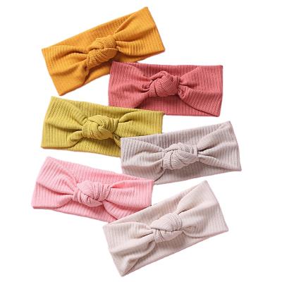 China For Daily Use New Design Baby Headbands Knitted Stretchy Newborn Princess Baby Head Wear Girls Earflap Headbands for sale