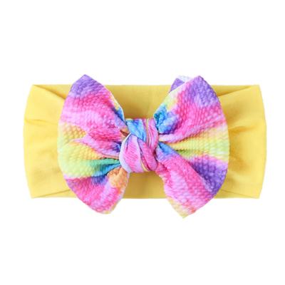 China For Daily Wear Printed Soft Nylon Stretchy Newborn Baby Hair Accessories Bow Baby Headbands Headbands for sale