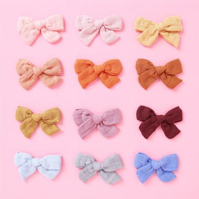 China European and American Style Baby Muslin Hair Bows Soft Organic Bamboo Cotton Girls Hair Clips Girls Hair Accessories Newborn Barrettes for sale