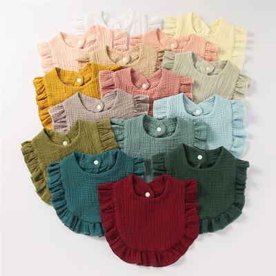 China Washable Baby Bibs Princess Soft Pure Cotton Newborn Girls Ruffled Feeding Bib for sale