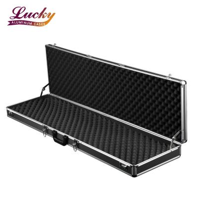 China Single Side Gun Box Aluminum Black Hard Rifle Case Gun Organizer Holder Aluminum Storage Packing Box With Lock for sale