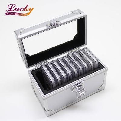 China Sturdy Metal Frame Aluminium Coin Case 10 for 10 Coin Boxes Coin Display Boxes for sale