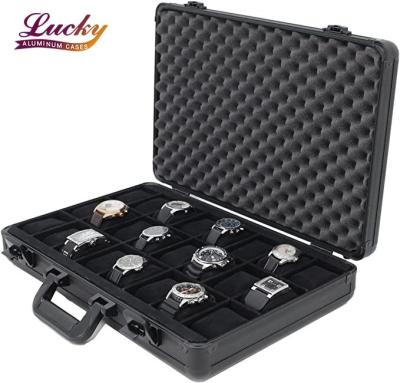 China Watch Case Black Aluminum Briefcase Design for 24 Large Watches for sale