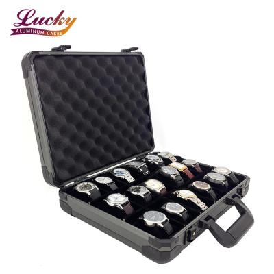 China Professional Customized Watch Case Aluminum Watch Storage Box Aluminum Briefcase For 18 Large Watches for sale