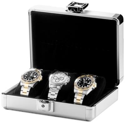 China 3 Watch Travel Case Promotional Display Travel Aluminum Watch Case With Pillows for sale