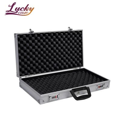 China Aluminium Pistol Gun Case Carry Storage Combination Lockable Tool Box Silver case for sale