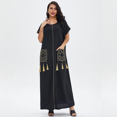 China 2021 Summer Anti-Static Ladies Short Sleeve Long Maxi Dress Middle East Muslim Dubai Dress Women's Dress for sale