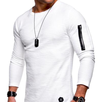 China Wholesale Custom Logo High Quality Quick Dry Anti-Wrinkle Plus Size Bamboo Mens Shirts Slim Fit O-Neck Long Sleeve Sports T-Shirts For Men for sale