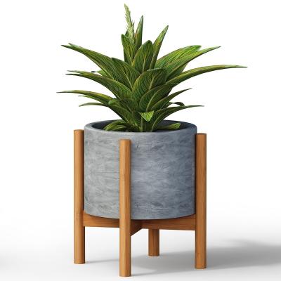 China Natural Adjustable Indoor Plant Stand with Planter Tray, Bamboo Wood Mid Century Plant Stand Flower Holder for sale