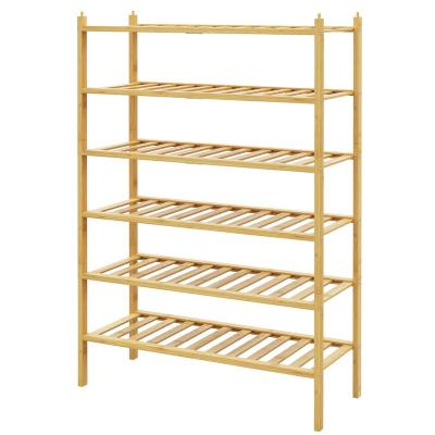 China Adjustable (height) 5-Tier bamboo Wooden Shoe Shelf Storage Organizer Entryway Premium Bamboo Shoe Rack for sale