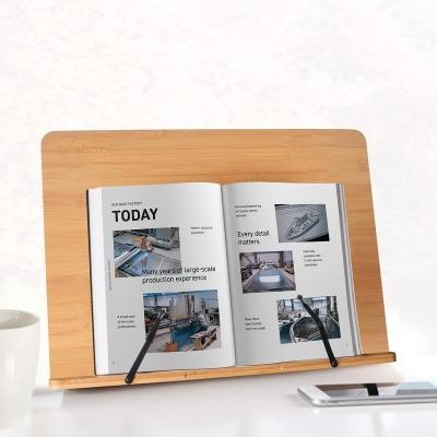 China Natural Environmental Promotional Gift Adjustable Portable Kitchen Wooden Book Reading Stand For Book And Phone for sale